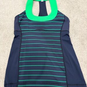 lululemon athletica Navy and Teal Striped Tank Top